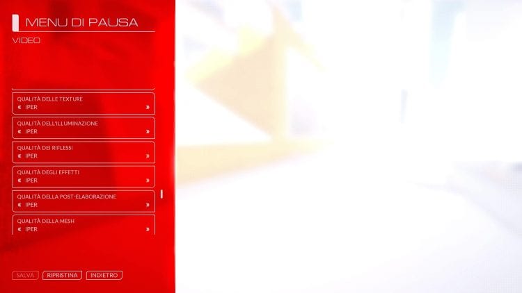 Mirror's Edge Catalyst Impostazioni 1