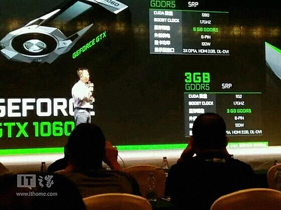 GeForce GTX 1060 3GB ha 1152 CUDA core – Inferiori al modello da 6GB