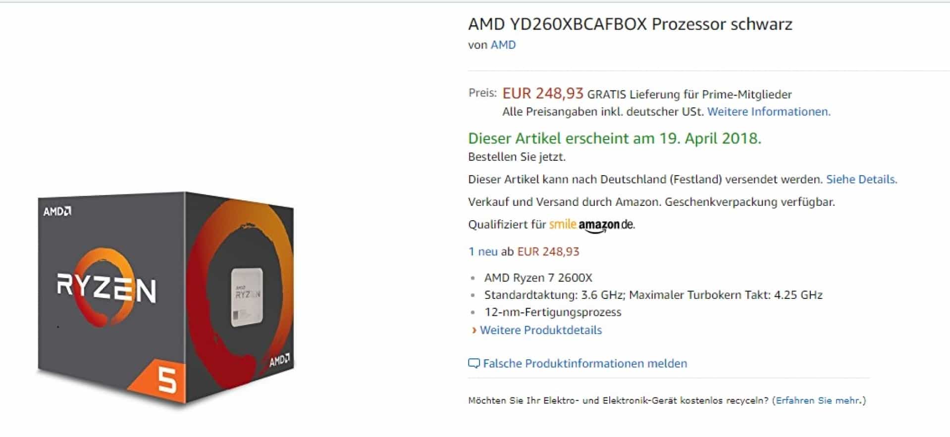 Ryzen 5 2600X amazon - La nuova CPU Ryzen 5 2600X su Amazon