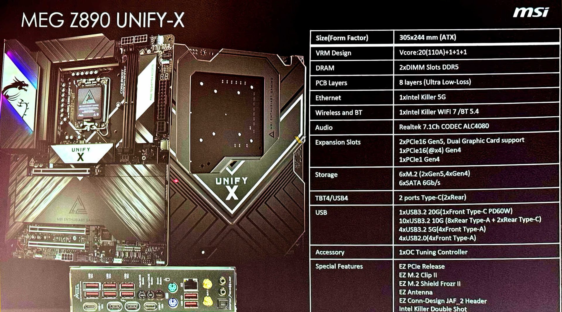 MSI Z890 Unify X specifiche