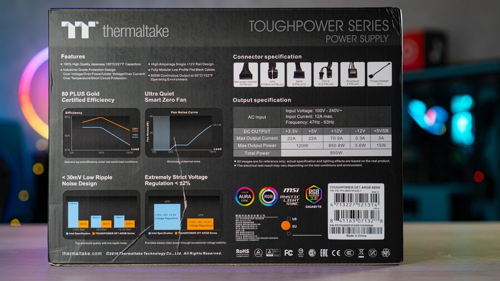 Recensione Thermaltake Toughpower GF1 ARGB 850W Gold2