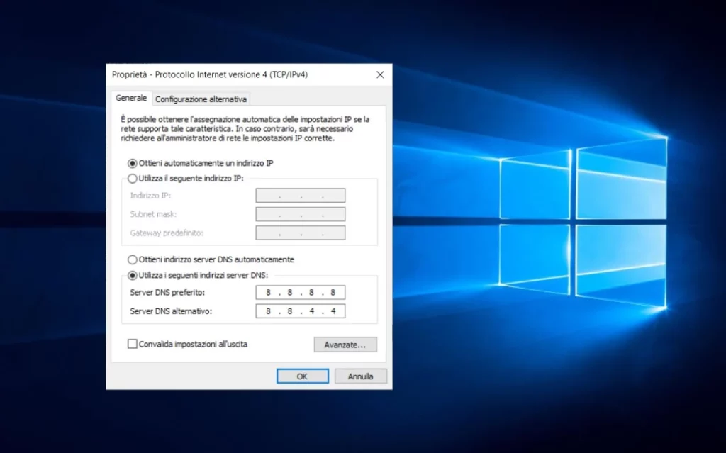 cambiare dns windows 11