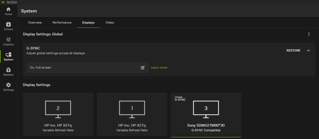 nvidia controlli G SYNC