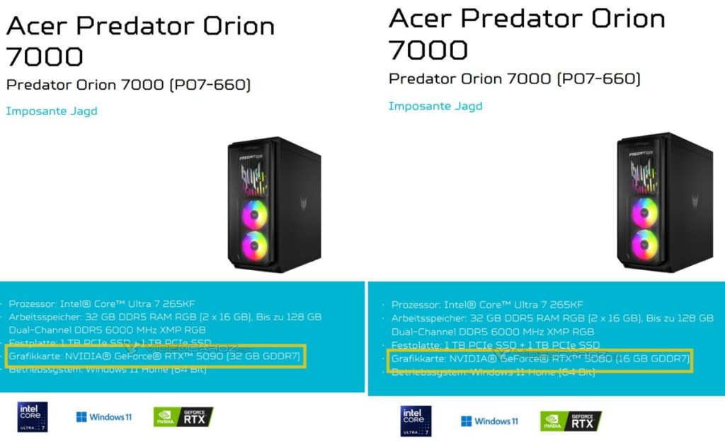 Predator Orion 7000 acer rtx 50