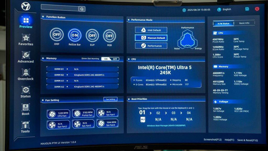Maxsun iCraft Z890 Arctic Recensione bios1