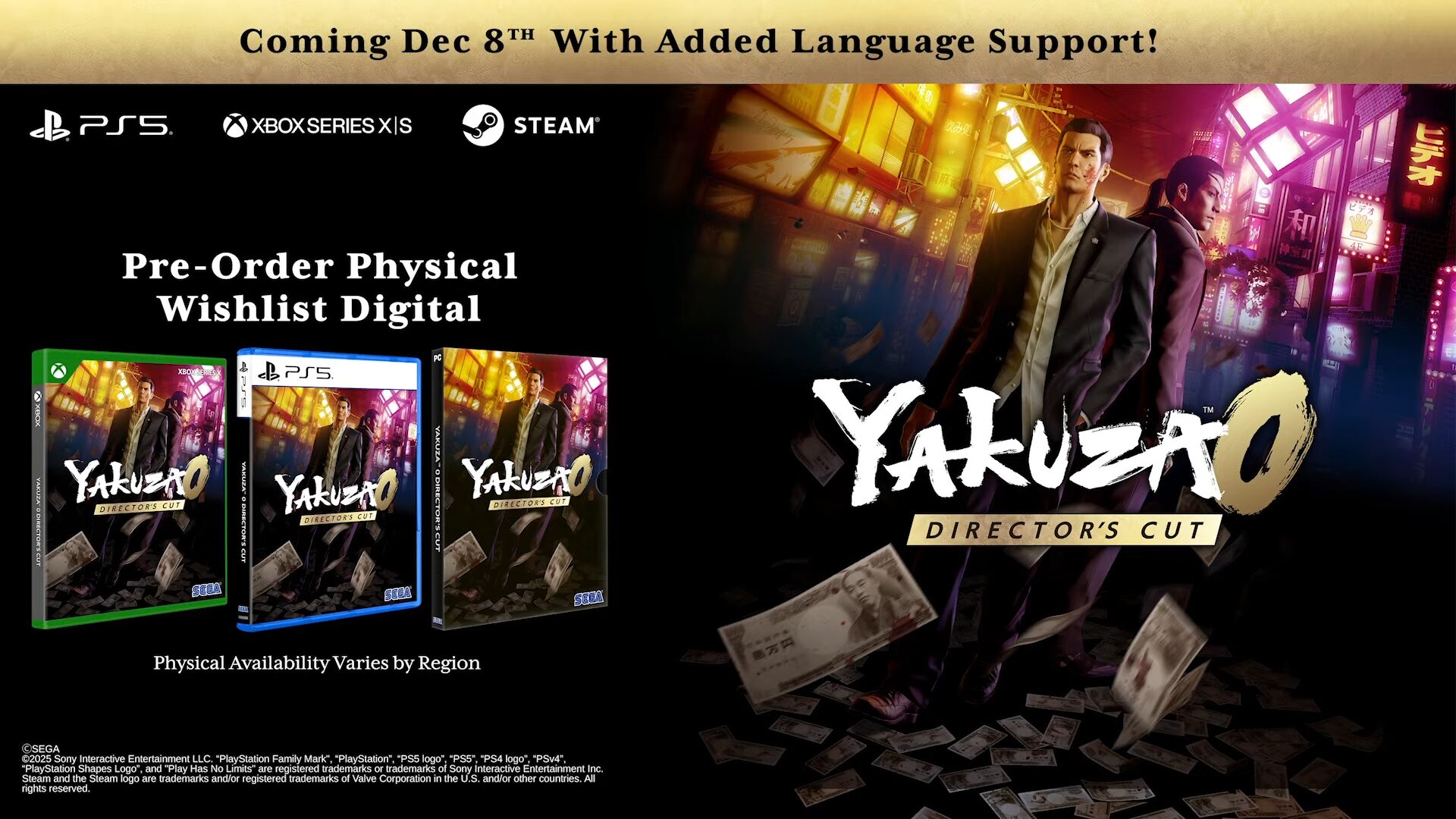 Yakuza 0 Director's Cut annunciato per PC e arriva l'8 dicembre